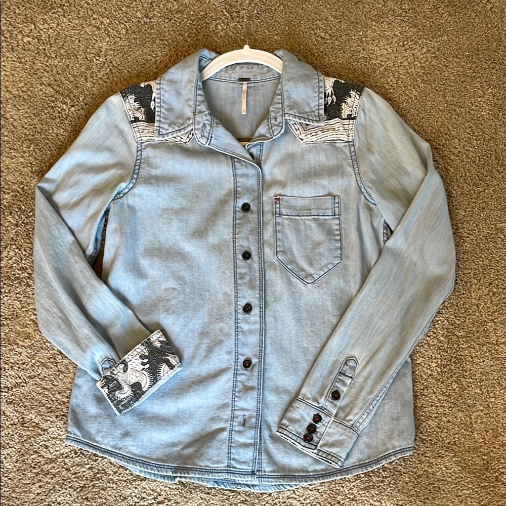 Free People Western denim shirt XS